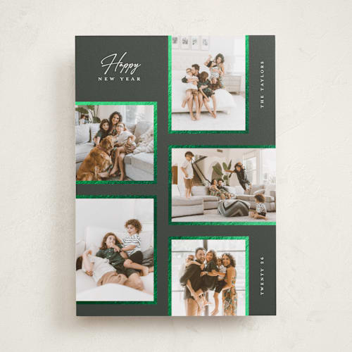 This is a pine foil pressed holiday cards with foil pressed by Michelle Taylor called gilded gallery printing on recycled smooth signature in standard