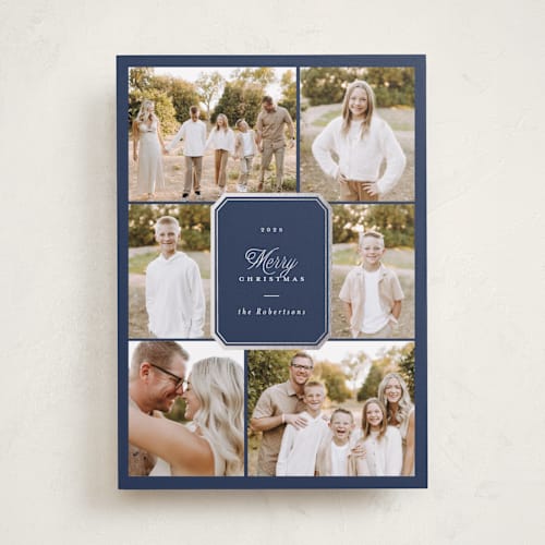 This is a winter night foil pressed holiday cards with foil pressed by Emily Betts called six fancy printing on recycled smooth signature in standard