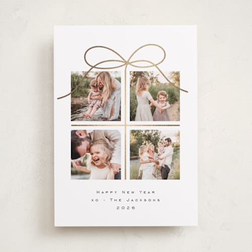 This is a snow foil pressed holiday cards with foil pressed by Jenny Millington called christmas gift printing on recycled smooth signature in standard