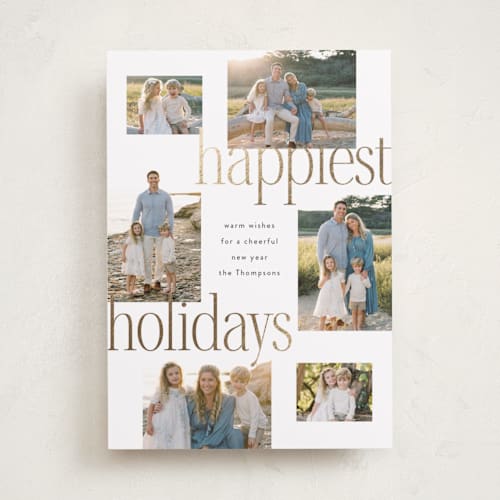 This is a polar bear foil pressed holiday cards with foil pressed by Ashlee Townsend called large holidays printing on recycled smooth signature in standard