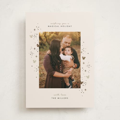 This is a sparkle foil pressed holiday cards with foil pressed by Pixel and Hank called disney mickey sparkle printing on recycled smooth signature in standard