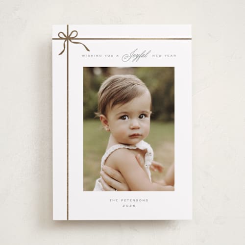 This is a tinsel foil pressed holiday cards with foil pressed by Vanessa Doyle called gift printing on recycled smooth signature in standard