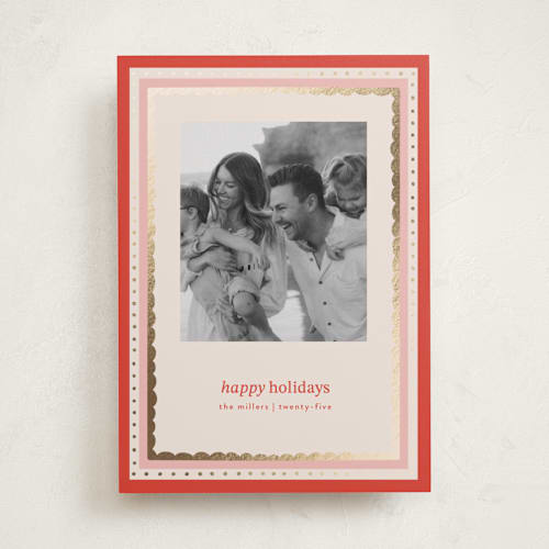 This is a candy cane foil pressed holiday cards with foil pressed by Angela Marzuki called sweetie printing on recycled smooth signature in standard