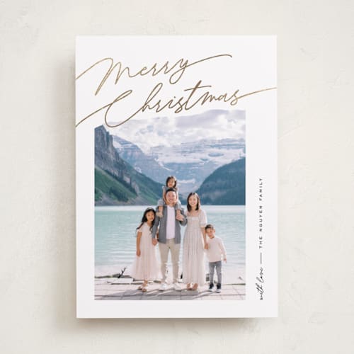This is a coal foil pressed holiday cards with foil pressed by Pixel and Hank called elements printing on recycled smooth signature in standard