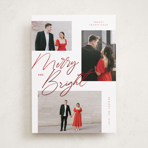 This is a apple foil pressed holiday cards with foil pressed by Michelle Taylor called scattered trio printing on recycled smooth signature in standard