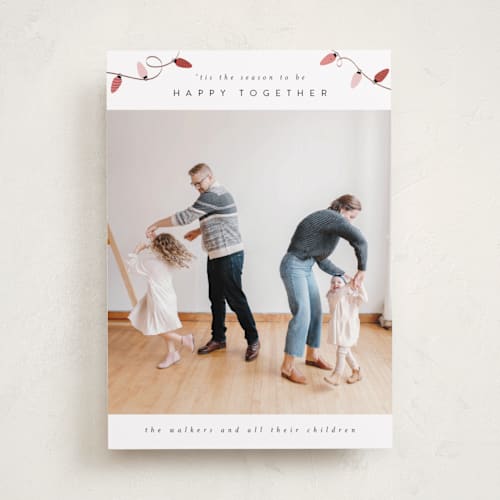 This is a berry foil pressed holiday cards with foil pressed by Maja Cunningham called merry and together printing on recycled smooth signature in standard