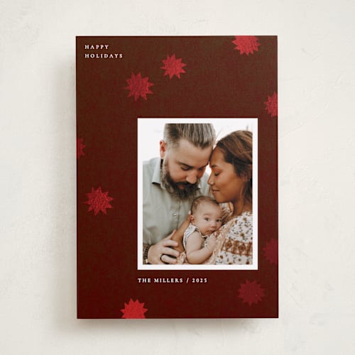 This is a mulled wine foil pressed holiday cards with foil pressed by Sumak Studio called night sky printing on recycled smooth signature in standard