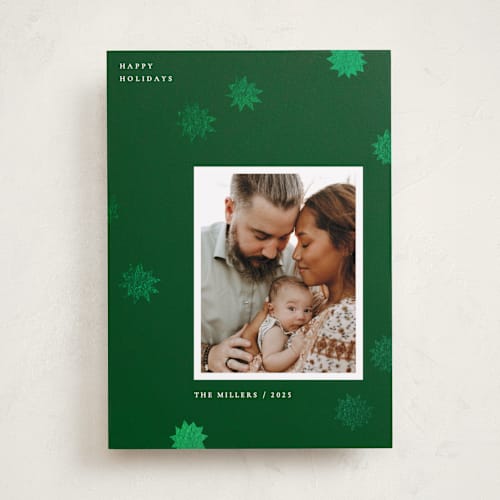 This is a spruce foil pressed holiday cards with foil pressed by Sumak Studio called night sky printing on recycled smooth signature in standard