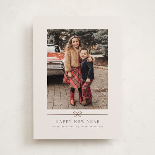 This is a linen foil pressed holiday cards with foil pressed by Kelly Schmidt called minimal line printing on recycled smooth signature in standard