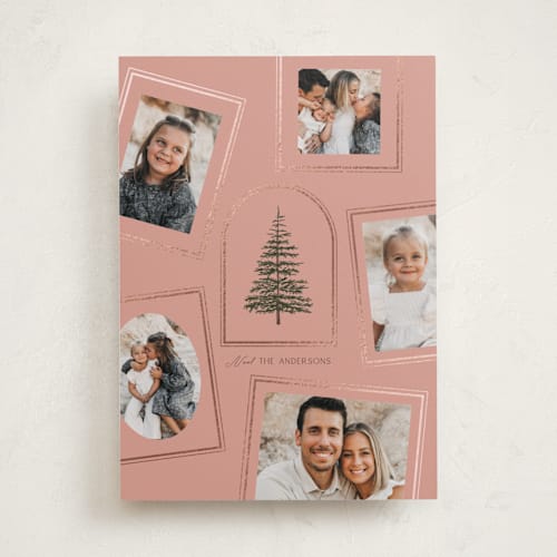 This is a blush foil pressed holiday cards with foil pressed by Baumbirdy called photo album printing on recycled smooth signature in standard