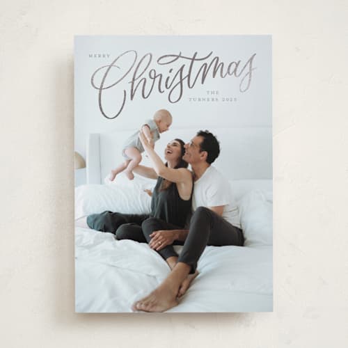 This is a cinders foil pressed holiday cards with foil pressed by Erin German called picture perfect printing on recycled smooth signature in standard
