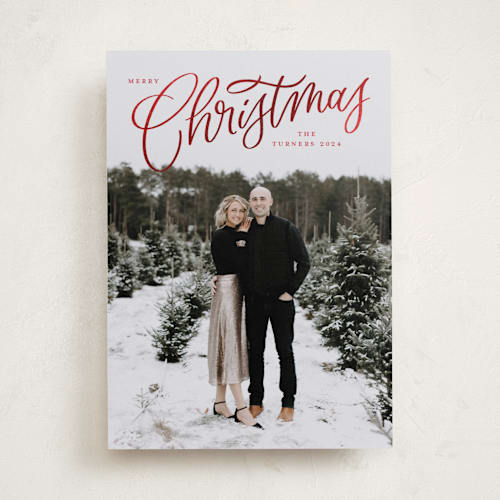 This is a holly berry foil pressed holiday cards with foil pressed by Erin German called picture perfect printing on recycled smooth signature in standard