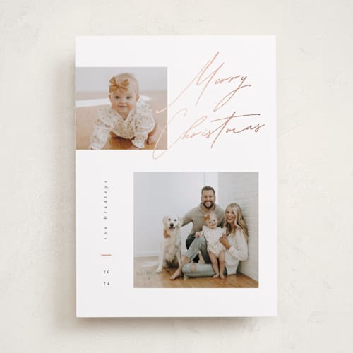 This is a starlight foil pressed holiday cards with foil pressed by Orasie called stylish duo printing on recycled smooth signature in standard