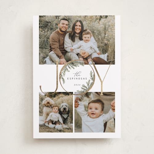 This is a moss foil pressed holiday cards with foil pressed by Paula Pecevich called inner pine wreath printing on recycled smooth signature in standard