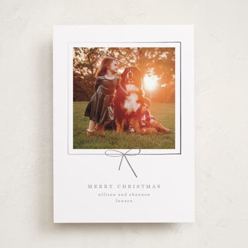 This is a fog foil pressed holiday cards with foil pressed by Baumbirdy called little bow printing on recycled smooth signature in standard