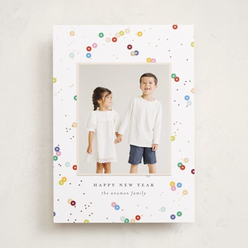 This is a confetti foil pressed holiday cards with foil pressed by Ellen Schlegelmilch called scattered confetti printing on recycled smooth signature in standard