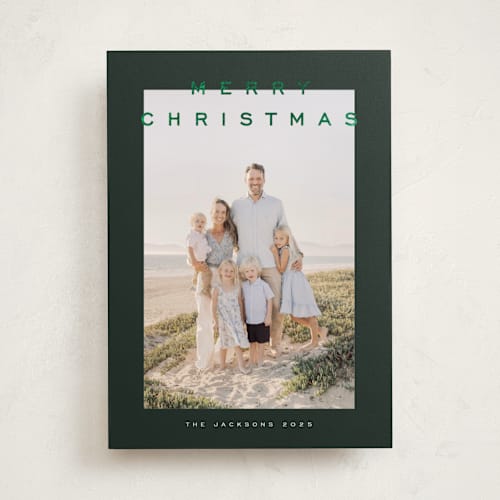 This is a emerald foil pressed holiday cards with foil pressed by Nicole Walsh called air printing on recycled smooth signature in standard