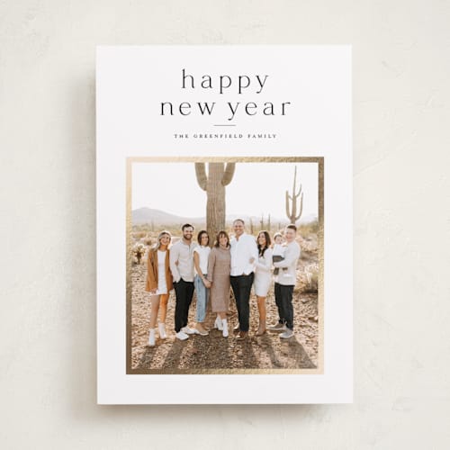 This is a ink foil pressed holiday cards with foil pressed by Wildfield Paper Co called slate printing on recycled smooth signature in standard