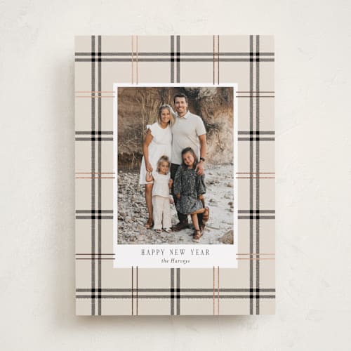 This is a vanilla foil pressed holiday cards with foil pressed by Cindy Reynolds called window pane printing on recycled smooth signature in standard