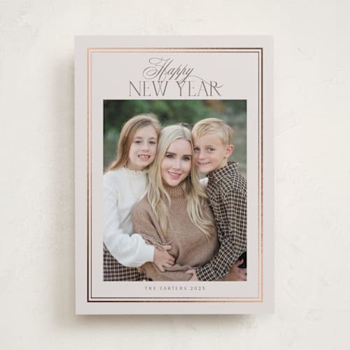 This is a putty foil pressed holiday cards with foil pressed by Nicole Walsh called classic printing on recycled smooth signature in standard