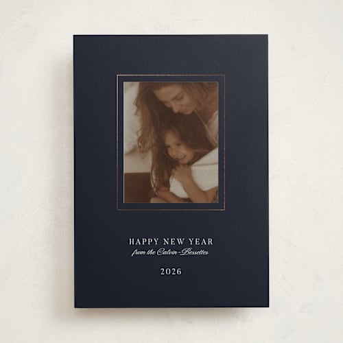 This is a ink foil pressed holiday cards with foil pressed by Studio Suku called gold frame printing on recycled smooth signature in standard