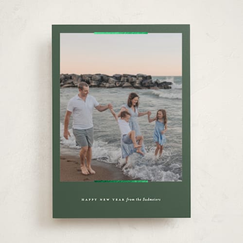 This is a balsam foil pressed holiday cards with foil pressed by Carolyn Nicks called easel printing on recycled smooth signature in standard