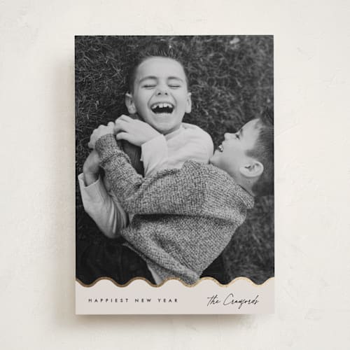 This is a latte foil pressed holiday cards with foil pressed by Carolyn Nicks called havin' fun printing on recycled smooth signature in standard