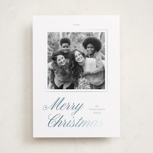 This is a frozen foil pressed holiday cards with foil pressed by Blustery August called stollen printing on recycled smooth signature in standard