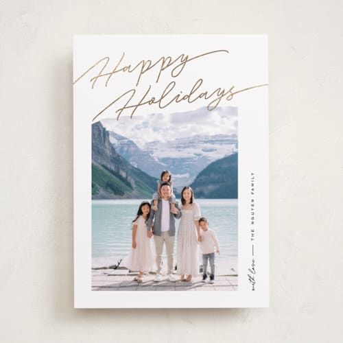 This is a coal foil pressed holiday cards with foil pressed by Pixel and Hank called elements printing on recycled smooth signature in standard