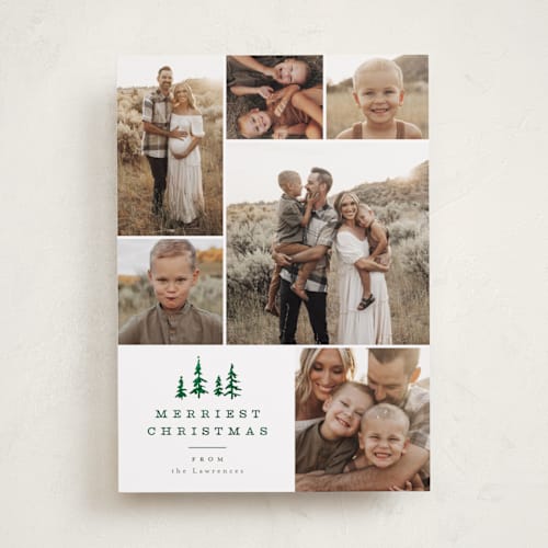 This is a porcelain foil pressed holiday cards with foil pressed by Everett Paper Goods called among the pines printing on recycled smooth signature in standard