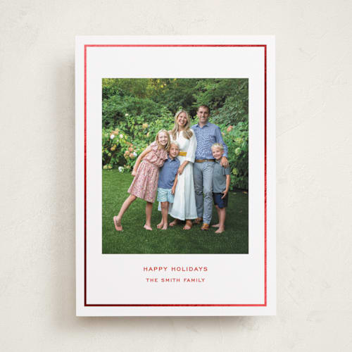 This is a candy cane foil pressed holiday cards with foil pressed by Megan Davis called bowery printing on recycled smooth signature in standard