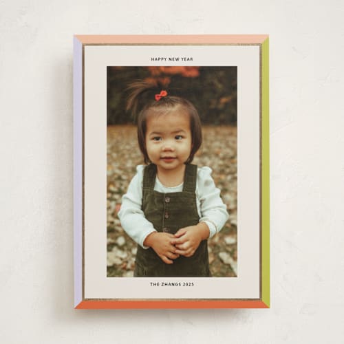 This is a pastel foil pressed holiday cards with foil pressed by Inkblot Design called bold border printing on recycled smooth signature in standard