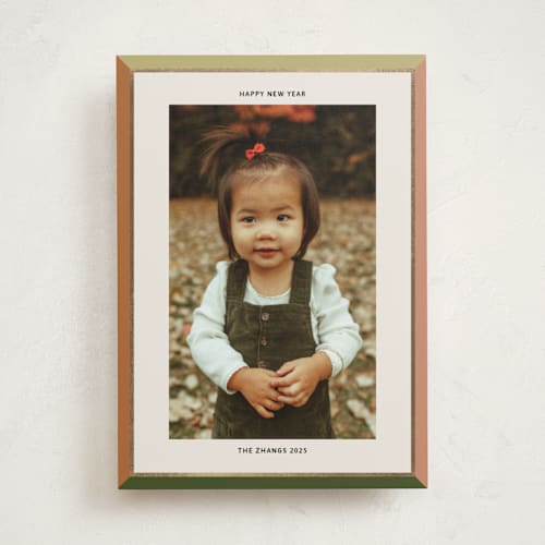 This is a nature foil pressed holiday cards with foil pressed by Inkblot Design called bold border printing on recycled smooth signature in standard
