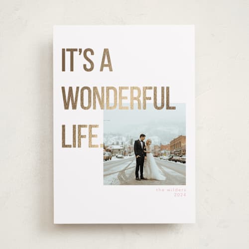 This is a sugarplum foil pressed holiday cards with foil pressed by Morgan Kendall called bailey printing on recycled smooth signature in standard