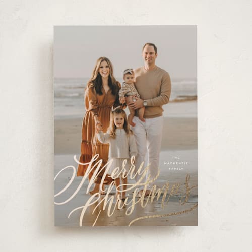 This is a winter garden foil pressed holiday cards with foil pressed by Wildfield Paper Co called merry and bright! printing on recycled smooth signature in standard