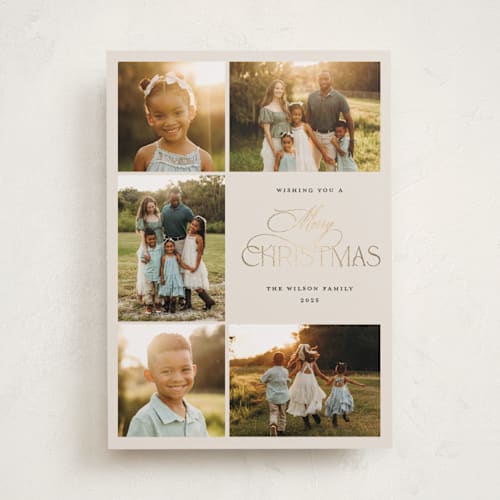 This is a eggnog foil pressed holiday cards with foil pressed by Benita Crandall called yuletide printing on recycled smooth signature in standard