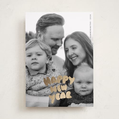 This is a coal foil pressed holiday cards with foil pressed by Claire called bubble type printing on recycled smooth signature in standard