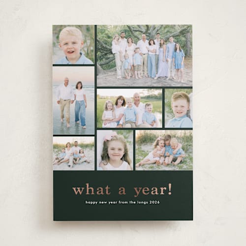 This is a evergreen foil pressed holiday cards with foil pressed by Stacey Meacham called at a glance printing on recycled smooth signature in standard