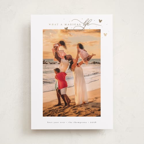 This is a snow foil pressed holiday cards with foil pressed by Ashlee Townsend called magical life sparkles printing on recycled smooth signature in standard