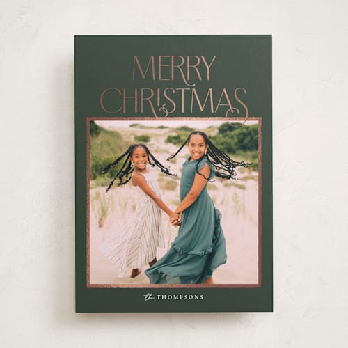 This is a forest foil pressed holiday cards with foil pressed by Robert and Stella called frances printing on recycled smooth signature in standard