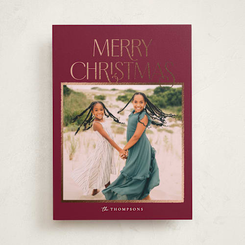 This is a sugar plum foil pressed holiday cards with foil pressed by Robert and Stella called frances printing on recycled smooth signature in standard
