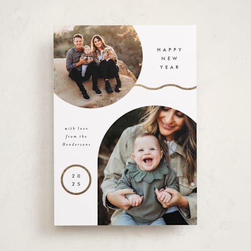 This is a snow foil pressed holiday cards with foil pressed by Everett Paper Goods called periodically printing on recycled smooth signature in standard