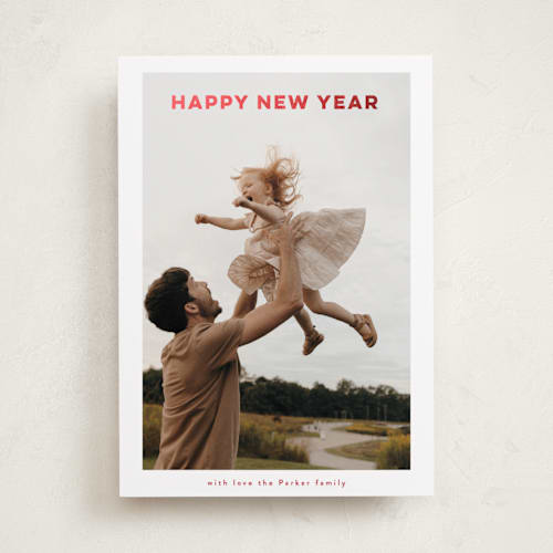 This is a berry foil pressed holiday cards with foil pressed by Benita Crandall called foil new years printing on recycled smooth signature in standard