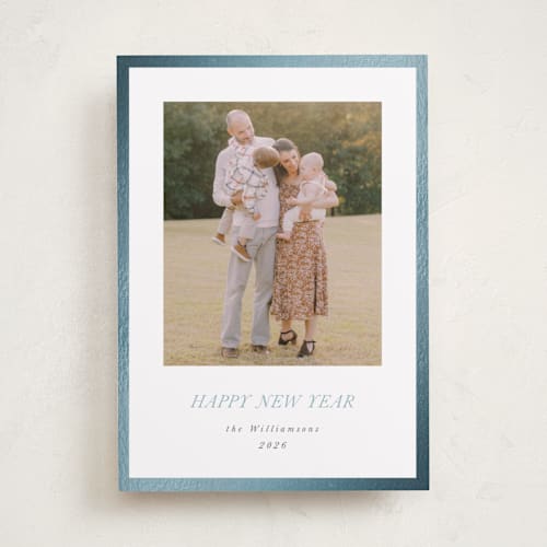 This is a icicle foil pressed holiday cards with foil pressed by Jenna Holcomb called bordered printing on recycled smooth signature in standard