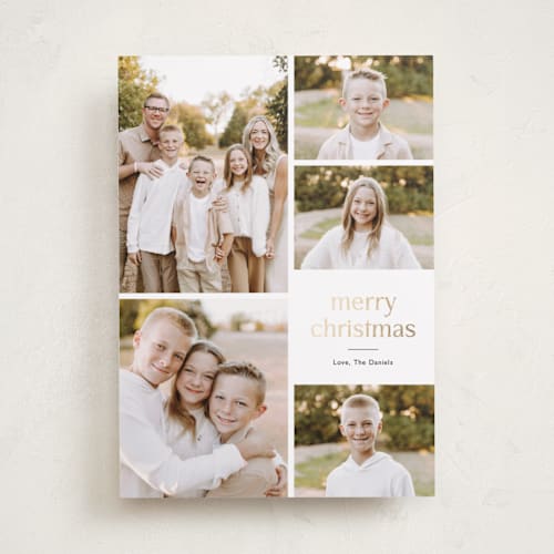 This is a ash foil pressed holiday cards with foil pressed by Carolyn MacLaren called photo lead printing on recycled smooth signature in standard
