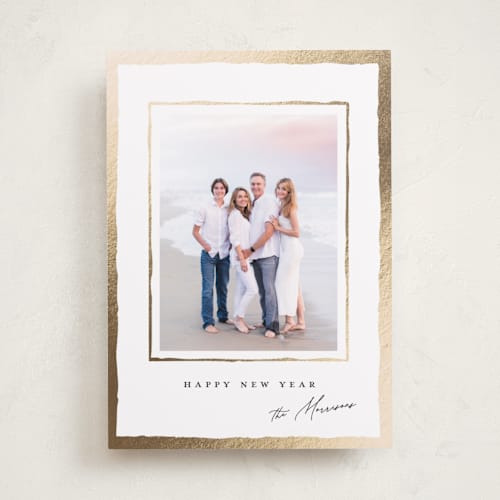 This is a snowfall foil pressed holiday cards with foil pressed by Petra Kern called gildy printing on recycled smooth signature in standard