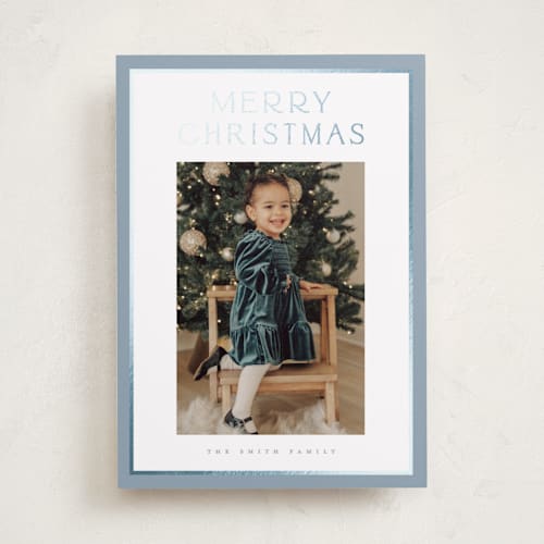 This is a lake foil pressed holiday cards with foil pressed by Christy Hy Lee called lots of joy printing on recycled smooth signature in standard