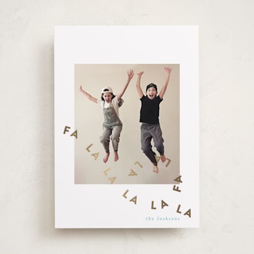 This is a sprinkles foil pressed holiday cards with foil pressed by Jackie Crawford called toboggan printing on recycled smooth signature in standard