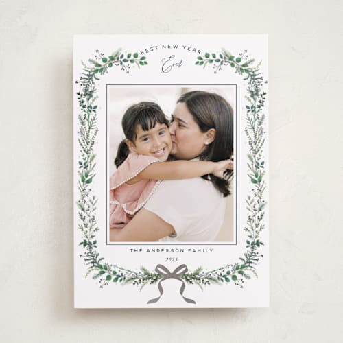 This is a twilight foil pressed holiday cards with foil pressed by Susan Moyal called festive vine printing on recycled smooth signature in standard