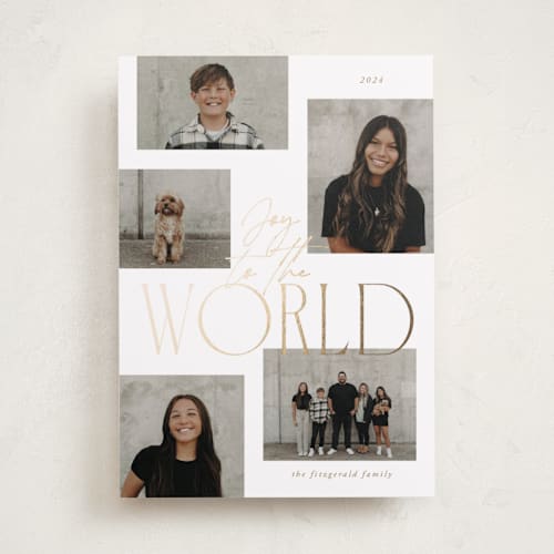 This is a butterscotch foil pressed holiday cards with foil pressed by Jackie Crawford called five top printing on recycled smooth signature in standard